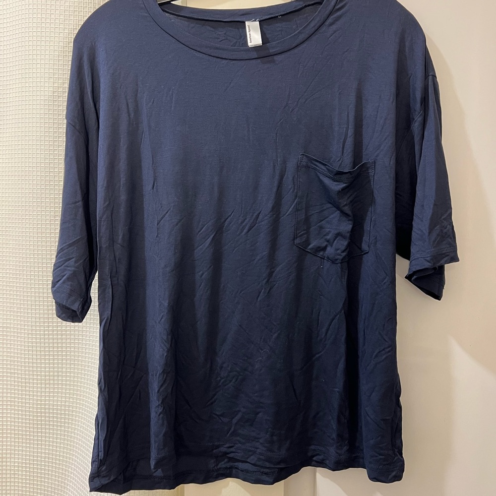 Women’s American Apparel Cropped Navy Blue Tee - Size L